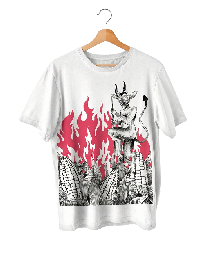 Rebel Forge x Pez — Playera blanca “Diablito de maíz”